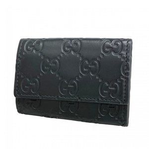 Gucci Key Case Guccissima 779824 Leather Black Men's Women's